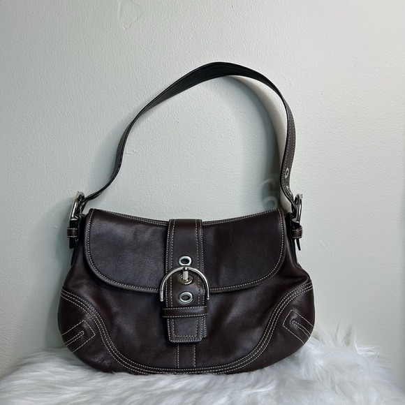 Coach Handbags - Coach Soho Buckle Flap Dark Brown Leather Shoulder Bag F10192 Good